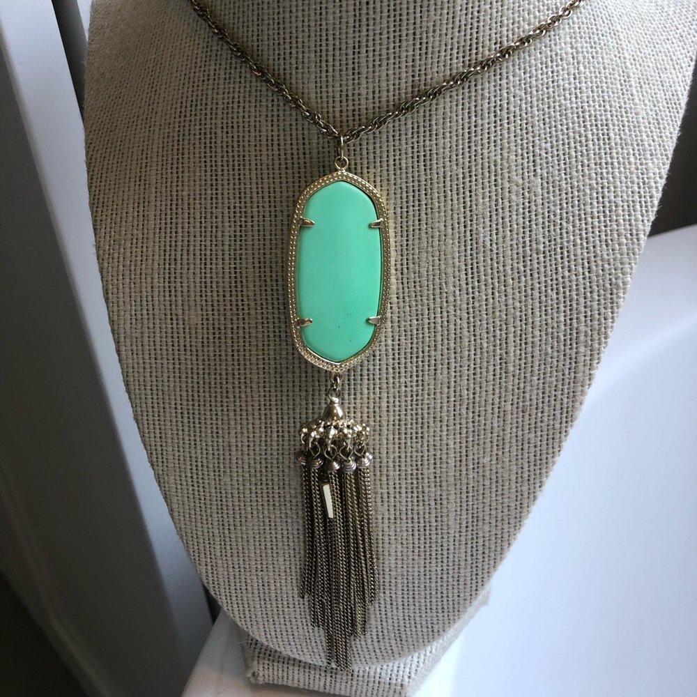 KENDRA SCOTT turquoise/green tassel necklace
